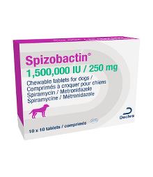 Spizobactin 1,500,000 IU / 250 mg chewable tablets for dogs