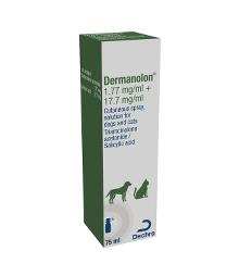 Dermanolon 1.77 mg/ml + 17.7 mg/ml cutaneous spray, solution for dogs and cats