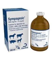 Sympagesic 500 mg/ml + 4 mg/ml solution for injection for horses, cattle, pigs and dogs